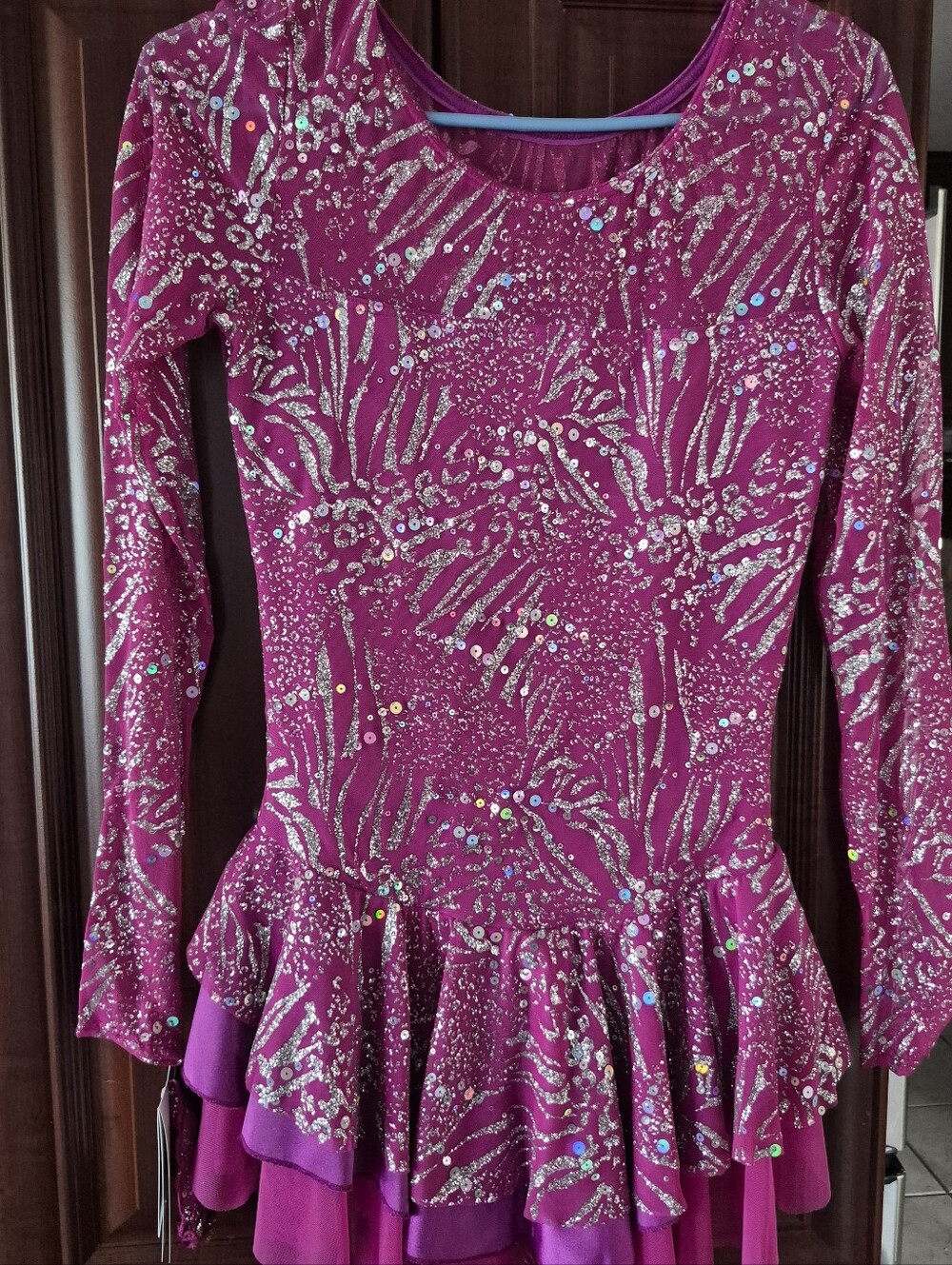 Adult Large Mondor Fuchsia Sequin Long-Sleeve Skater Dress NWT